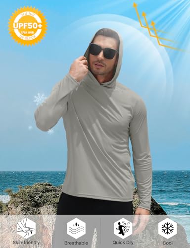 Mens UPF 50+ Sun Hoodie UV Protection Long Sleeve Swimming Rash Guard SPF Quick Dry Fishing Shirt for Outdoor Sports4