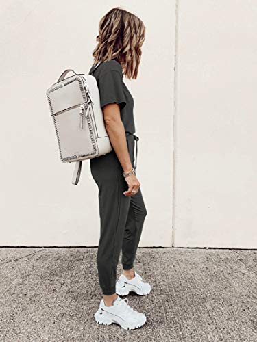 PRETTYGARDEN Women's Two Piece Sets 2025 Summer Spring Jogger Pants Travel Vacation Lounge Outfits Airplane Matching Clothes