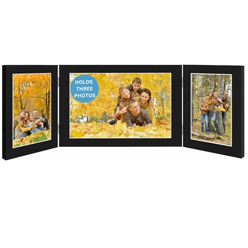 Triple Photo Picture Frame 6 x 4 and 7 x 5 Black, Holds 3 Photographs, Picture Frame, 10 x 15 cm, 6x4 Picture Frames, Black 6x4 Photo Frames, 4x6 Photo Collage Gallery Display