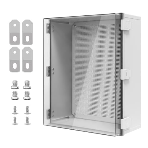 Electrical Box IP65 Waterproof ABS Plastic Enclosure Outdoor and Indoor Project Box Hinged Clear Cover with Mounting Plate Wall Brackets, Outer Dimension 19.7"x 15.7" x 7.9"