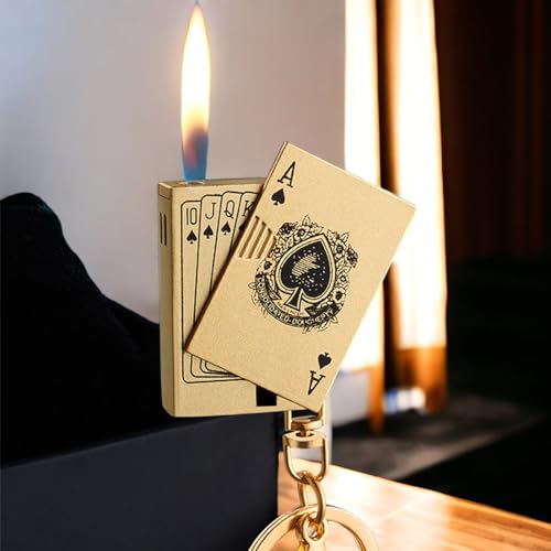 Encendedor Llavero Mini Antorcha Metal Reutilizable Dorado miniatura 2