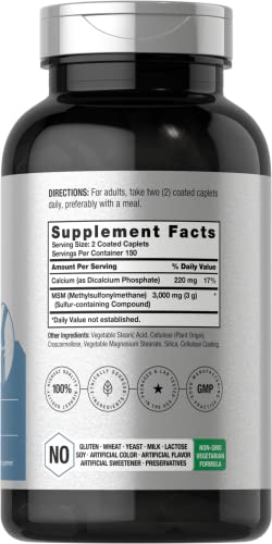 Msm Supplement | 3000Mg | 300 Coated Caplets | Methylsulfonylmethane With Calcium | Vegetarian, Non-Gmo, Gluten Free | By Horbaach #TOP1