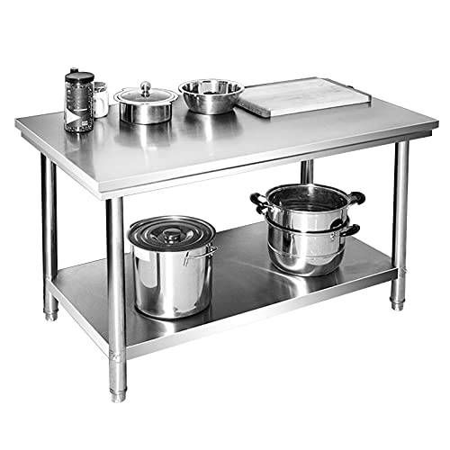 TAXXII Mesa de Trabajo de Cocina Comercial de Acero Inoxidable, Mesa de preparación Resistente con Estante Inferior y Patas Ajustables para Rack de Restaurante