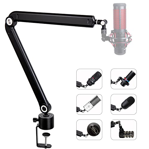 SUNMON Mic Stand Boom Arm - Compatible with HyperX QuadCast, QuadCast S, 360 Rotation
