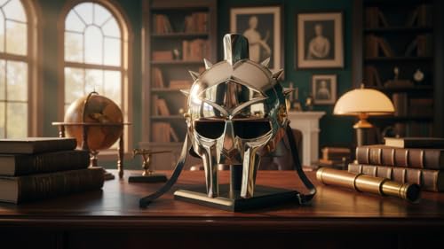 Image of THOR INSTRUMENTS Gladiator Maximus Helmet - Full Size Metal Arena Helmet for LARP, Cosplay, Renaissance Fairs, Halloween, historical reenactment
