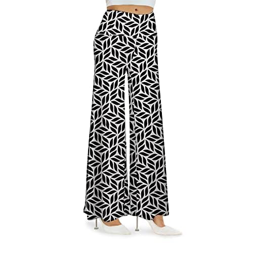 Arolina Women's Stretchy Wide Leg Palazzo Lounge Pants Casual Comfy High Waist Palazzo Pants XX-Large Black White