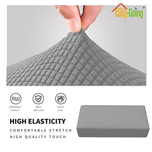 Funda otomana elástica XXL gris claro para taburete rectangular plegable 4