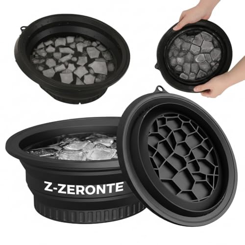 Face Bowl for Ice With Built-in Ice Tray Collapsible Silicone Facial Face Ice Bath Bowl Small Reusable Cold Plunge Basin is Portable,Perfect for Home Use,Camping,Travel Cold Bath Spa Tool & Black