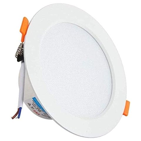 Mrdsre White 7-inch Recessed Downlight Super Bright Panel Light 18W LED Spotlight Ceiling 140-160mm Cut Out Round PC Flat Lamp for Mall Office Hotel Decor Lighting (Color : Cold light 6000K) Cover