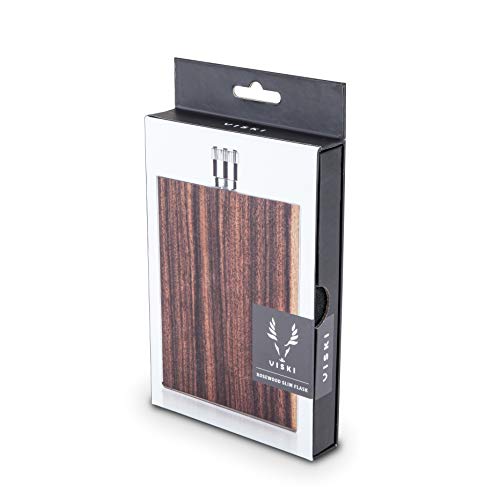 Viski Wood Paneled Metal Flasks, 3 Oz #TOP3