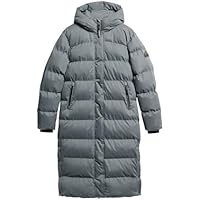 Superdry Abrigo largo acolchado de microfibra para mujer, ébano,