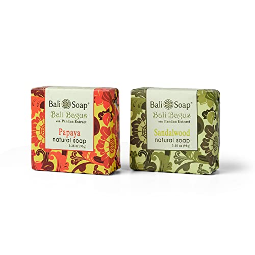 Bali Soap Bali Bagus Papaya & Sandalwood - Moisturizing Glycerin Soap For Body & Face - Vegan & Biodegradable - Mother's Day Gifts For Her, Mom, Wife #TOP2