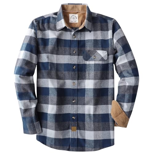 Image of Dubinik® 6 oz Flannel Shirt for Men Long Sleeve Casual Brushed Cotton Grey Teal Buffalo 3XL