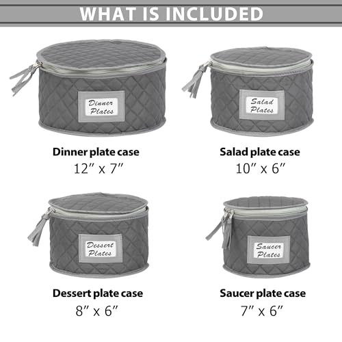 Fine China Storage Set Of 4 Quilted Cases For