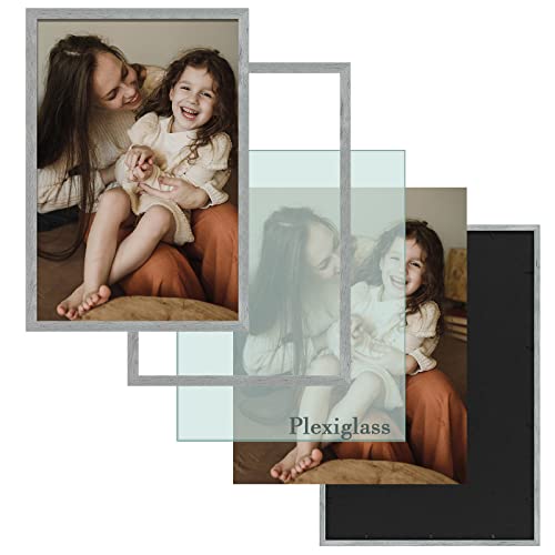 Frametory, 20X30 Poster Frame Grey Distressed Grain Style Frames For 30 By 20 Picture Or Photo- Wide Moulding Design With Acrylic Glass - Wall Display Hanging(2 Pack) #TOP3
