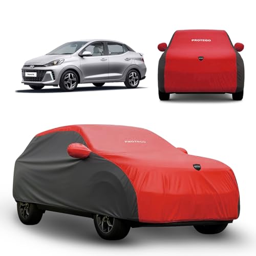 Image of PROTEGO Prime Series India's 1st Anti-Tear Car Cover for Hyundai Grand i10 | Heavy-Duty, Custom Fit, All Weather | 100% Waterproof, Windproof & Hail Resistant | 2-Year Warranty | Red + Black