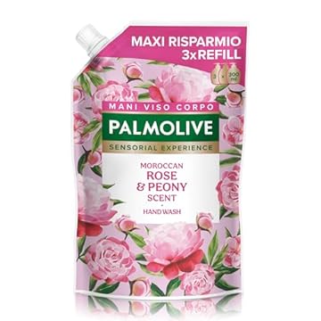 Palmolive Ricarica Sapone Liquido Mani Sensorial Experience rosa del Marocco e Peonia 900 ml, Rose & Peony