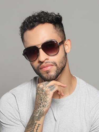 Image of IDEE Sunglasses| 100% UV Protected | Gradient | Full Rim | Pilot | Men | Large |Alloy Metal Frame | Gradient Polycarbonate Lens