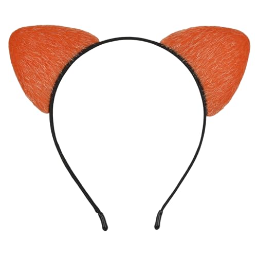 HoveBeaty Black Cat Ears Headband Adult Halloween Feline Costume Accessory Womens Cosplay Party Hair Band (Orange)