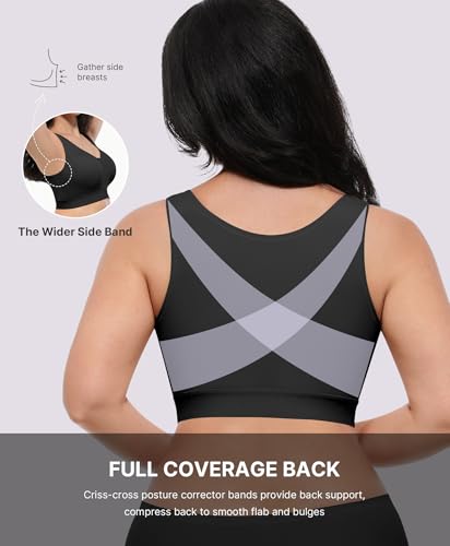 Image of SHAPELLX Post Surgery Bras Front Closure Compression Bra Surgical Wirefree Mastectomy Bra with Adjustable Straps