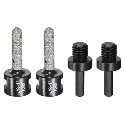 sourcing map 4pcs Diamond Finger Shaped Milling Bit 10mm 2 Holes with 5/8-11 Thread with Conversion for Enlarging Shaping Milling Existing Holes on Marble Countertop, Black