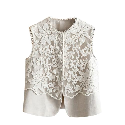 Chaleco de verano de encaje jacquard estilo francés de alta costura urbana