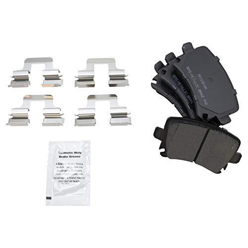 Image of TRQ Rear Brake Pad and Rotor Set Semi Metallic Rotors Calipers Compatible with 2010 Audi A3 A3 Quattro Volkswagen Golf Jetta 2011 GTI