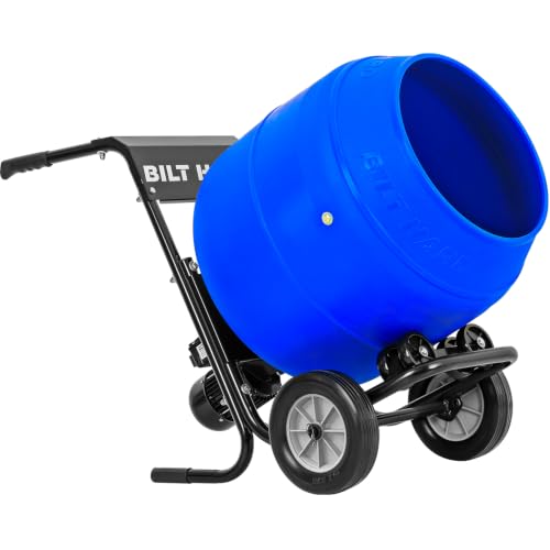 Image of BILT HARD 6 Cu.Ft Electric Cement Mixer, 1 HP Heavy Duty Poly Drum Concrete Mixer Portable for Mortar Stucco Fodder Farm and Job Site