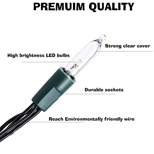 Battery Operated Christmas Lights, 2 Pack 32Ft 100LED Mini String Lights - Warm White