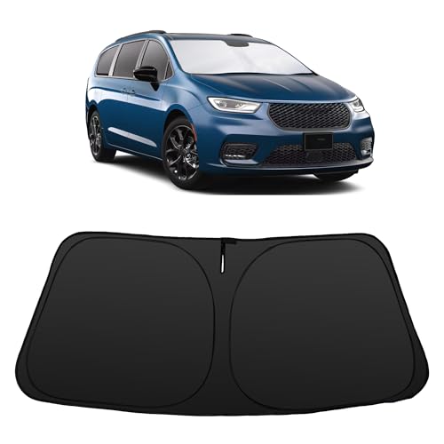Image of Windshield Sun Shade for 2017 2018 2019-2026 Pacifica Minivan Chrysler | Foldable, Full covered for windshield, Block UV Rays, Heat Reduction, Easy to install, Keeps Car Cooler