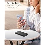 VRURC Portable Charger Built-in Cables and AC Wall Plug, USB C Power Bank 10000mAh, Travel Essentials Phone Charger Compact Lightweight External Battery Pack for Smart Phones, Tablets-Pure Black - Image 5