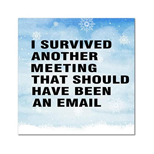 Panneau bois I Survived Another Meeting cadeau collègue humour pot de départ