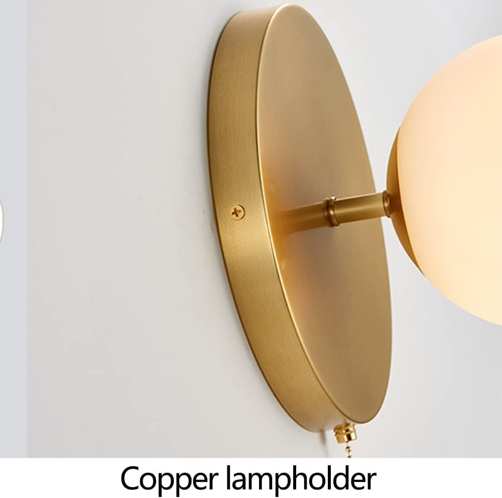 Luxus wandleuchten Schlafzimmer Nachttisch Wandleuchte Moderne Minimalistische Zugschnur Schalter Wandleuchte E27 Warmes Licht Hintergrund Wandleuchte Glas Leselampe Wandhalterung Hardwired Nacht