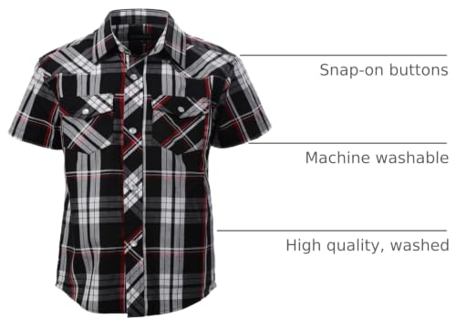 Image of Gioberti Boys Casual Western Plaid Pearl Snap-on Buttons Short Sleeve Shirt
