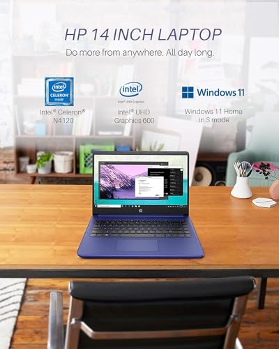 Image of HP Stream Laptop 2023 Newest 14 inch HD Display, Intel Celeron N4120 Processor, 16GB RAM, 192GB Storge (64GB EMMC+128GB SD Card), ‎Intel UHD Graphics 600, Webcam, Wi-Fi, Windows 11 Home in S Mode