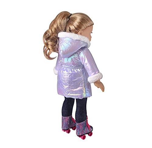 DUORUIMI Doll Clothes Winter Outfit Long Coat Jacket for American Girl Doll 18 inch, Purple - Image 4