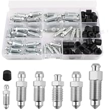 36PCS Brake Bleeder Screw Kit with Dust Cap,Multi-Size SAE & Metric Brake Bleeder Valve Kit Replacement H9403-6 H9410-6 H9406-6 H9402-6 H9407-6,Brakes Bleed Kits with Storage Box