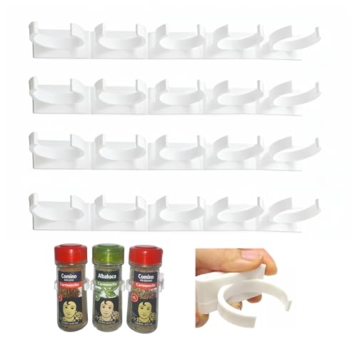 lenffect Especieros para Cocina - Organizador Cocina - Especiero Cocina - 20 Botes Especias - ADHESIVO FUERTE - Organizador Armario - Estantería Cocina - Soporte Pared Personalizable