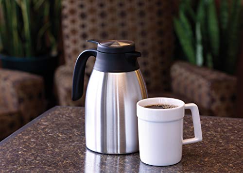 Service Ideas FCC16SS Flow Control Server, Vacuum Insulated Carafe, 1.6 Liter (54 Ounces) Stainless Steel/Black