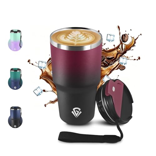JAPORIA Taza Térmica 600ml 20oz, Vaso Termo Cafe para llevar 304, Botella Agua Acero Inoxidable, Doble Pared Vaso Termico, Termo Café Hermética al Vacío con Tapa para Viaje, Gimnasio, Oficina, Correr