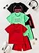 Plardeer Boys' 6PC Active Shorts Set T-Shirt Tee and Quick Drying Shorts Summer Athletic Sets Black Red Green 10Y