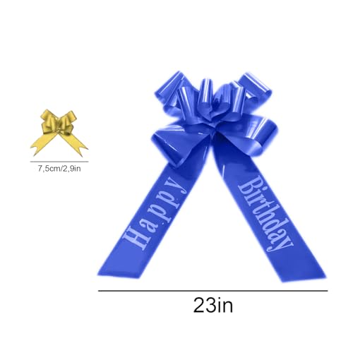 Car Ribbon Bow, Schleife für Auto, Geschenkschleife Große, Riesige Große Blau Schleife (23 inches HAPPY BIRTHDAY) für Auto Fahrrad Weihnachten Geschenk Hochzeit Party Feier