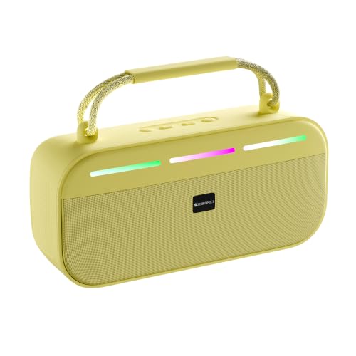 Image of Zebronics Sound Feast 45 Portable Bluetooth Speaker, 20W RMS, Up to 5h Playback, 6.6cm Driver, Deep Bass, 4 RGB Modes, BT v5.4, USB, mSD, FM Radio, TWS, Type-C Charging, Carry Handle (Yellow)
