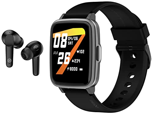 Image of Noise Buds Vs104 Bluetooth Truly Wireless in Ear Earbuds with Mic, 30-Hours of Playtime, Instacharge (Charcoal Black) & ColorFit Pulse Spo2 Smart Watch with 10 Days Battery Life