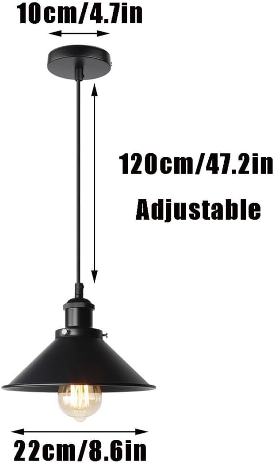 Lámpara colgante compatible con restaurante y bar con cubierta de olla negra y casquillo E27 7