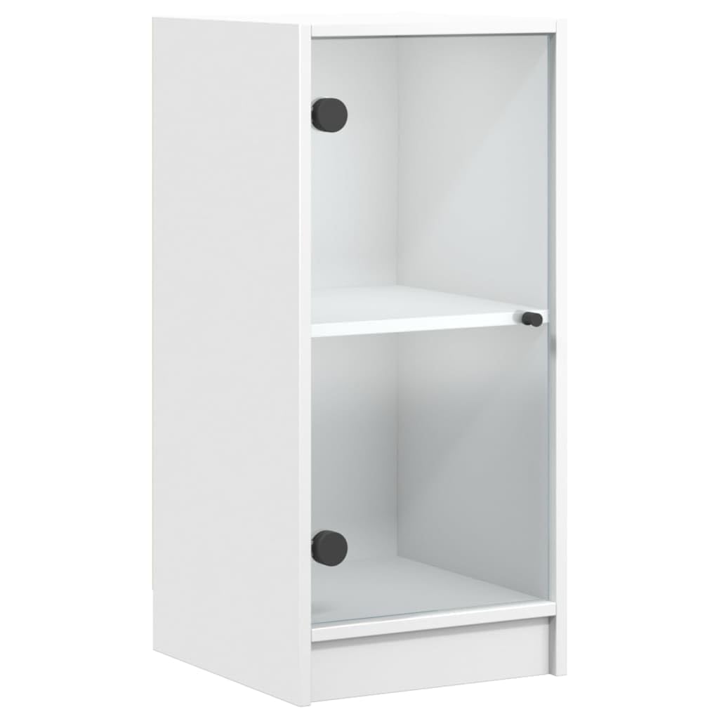 vidaXL Szafka ze szklanymi drzwiami, biała, 35x37x75,5 cm, szafka do przedpokoju, szafka do pokoju, szafka do kuchni, szafka do salonu