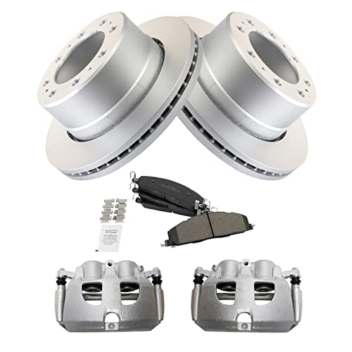 Image of TRQ Rear Brake Pad & Rotor Kit Premium G-Coated Semi-Metallic Compatible with 2009-2010 Dodge Ram 2500, 3500 2012 Ram 1500 2011-2018 2500 3500