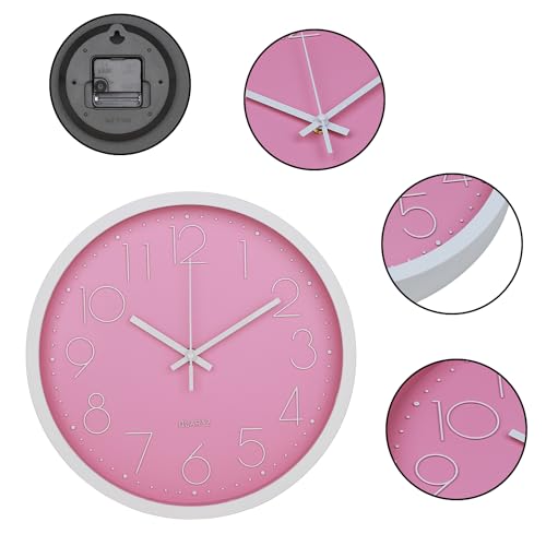 Image of Kuber Industries Wall Clock | Fancy Watch Wall Clocks | Office Wall Clock | Clock for Living Room | Clock for Bedroom | Clock for Hall | Machinery-Quartz | 12 Inch | 2019-E Pink