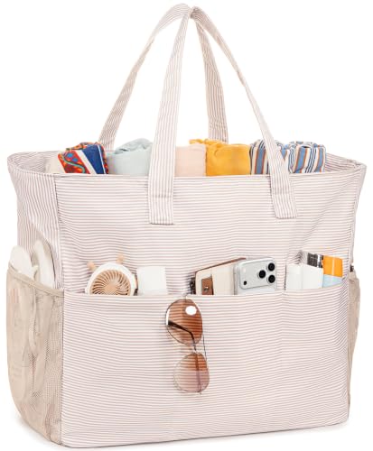 Image of LEDAOU Beach Bag Waterproof Sandproof Women Beach Tote Pool Bag with Zipper for Swim Gym Grocery Travel with Wet Pocket