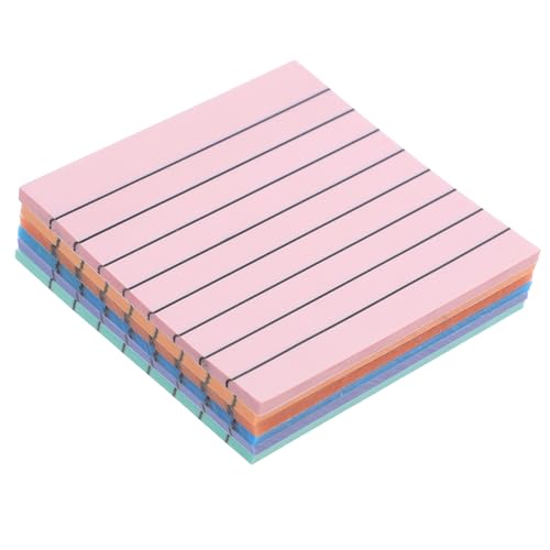 Blocs-notes autocollants lignés lot de 4 carnets adhésifs colorés format portable pour bureau - 3